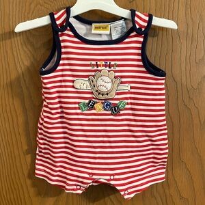 Mayfair Infant Stripes Little League Baseball Bubble‎ Romper Size 0-3M